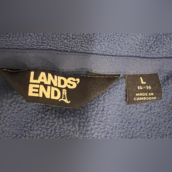 Lands' End Women’s Quarter Zip Fleece in Blue - Picture 4 of 8
